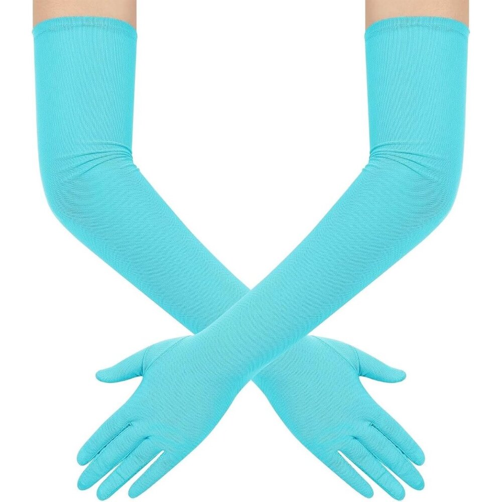Elegant Turquoise Long Gloves